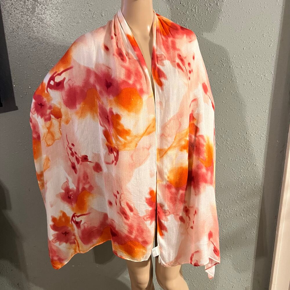 Vtg Avon Floral Scarf shawl wrap pashmina Artsy Lightweight Flowy Feminine Soft